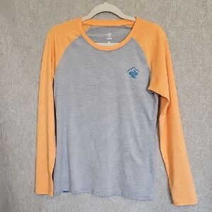 Rabbit Men’s Long-Sleeve Raglan Tee — Gray with Orange Sleeves